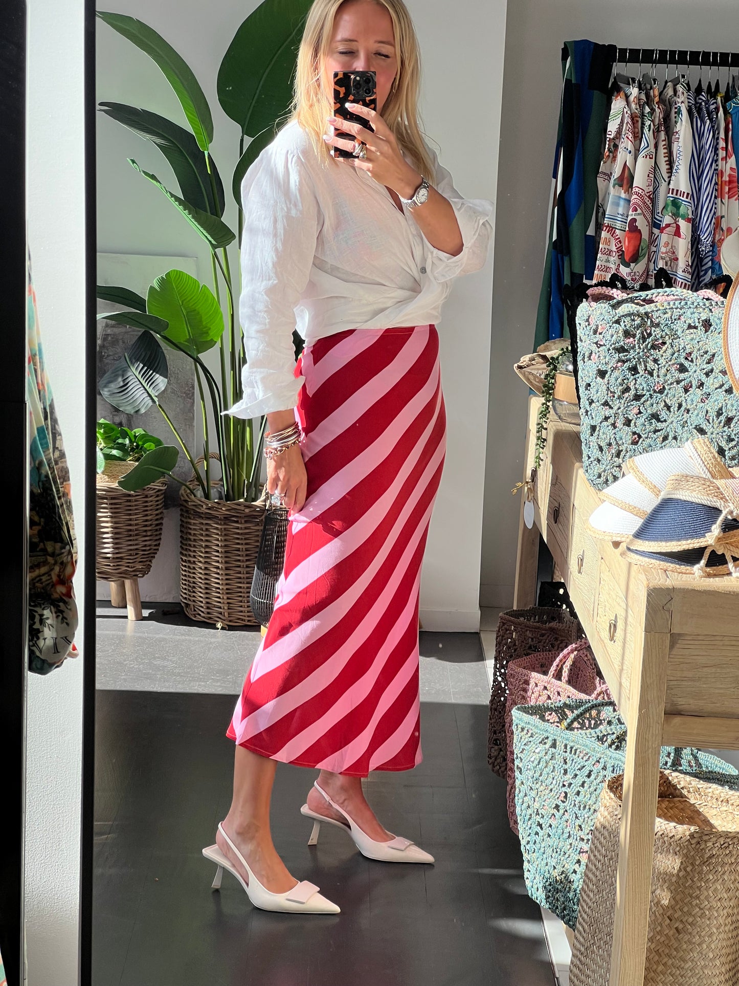 Stripe Skirt - pink red