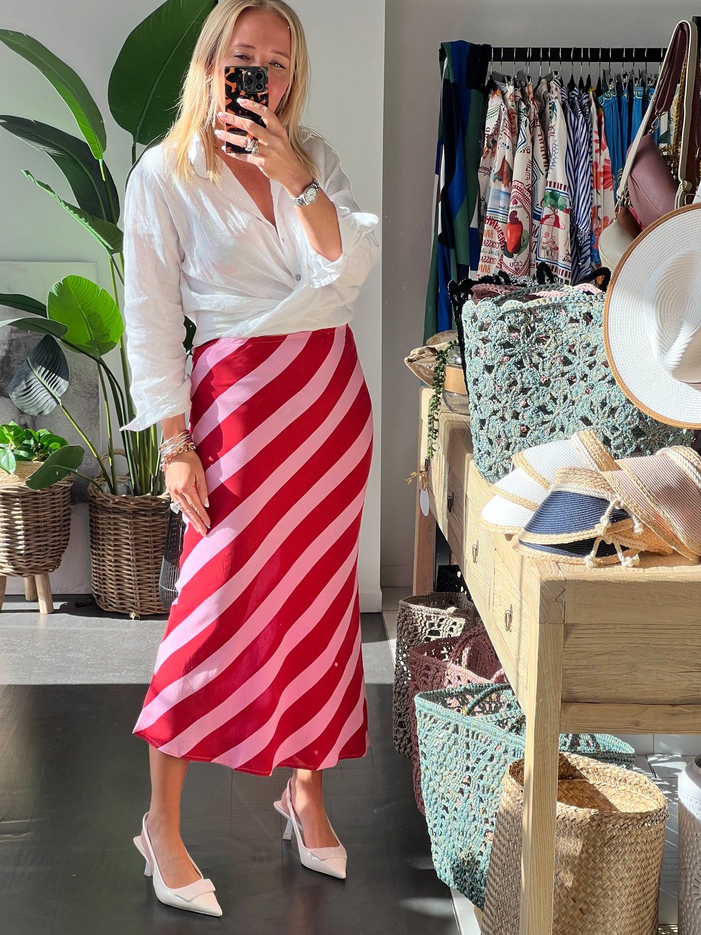 Stripe Skirt - pink red