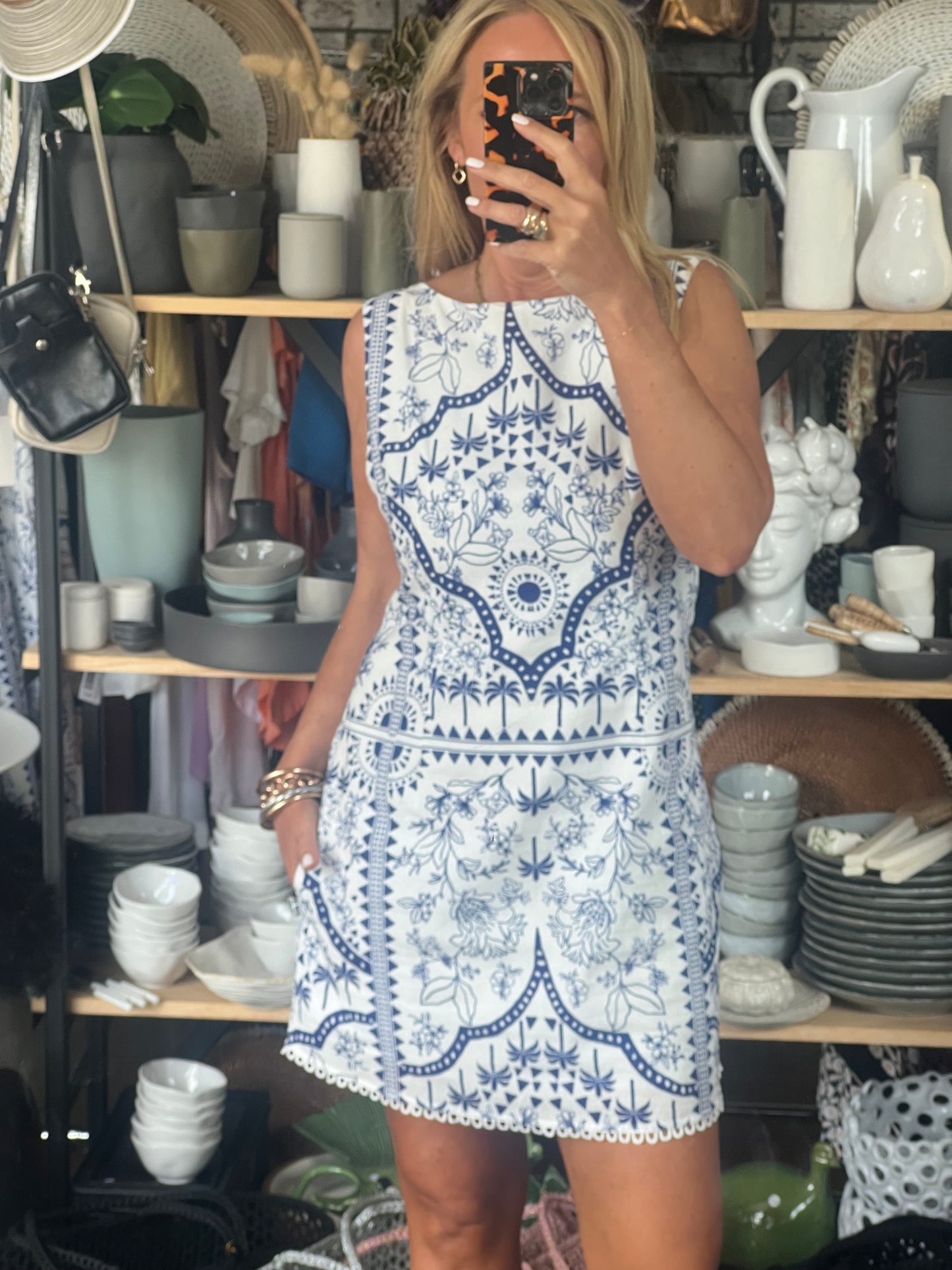 Porcelain Mini Shift Dress