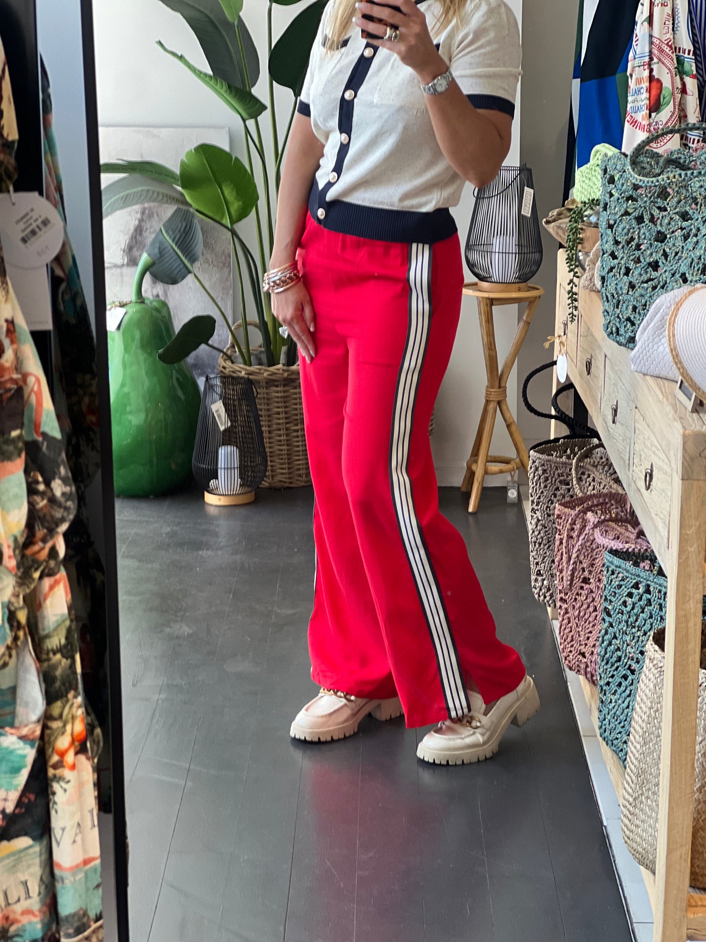 Stripe Lounge Pants- red