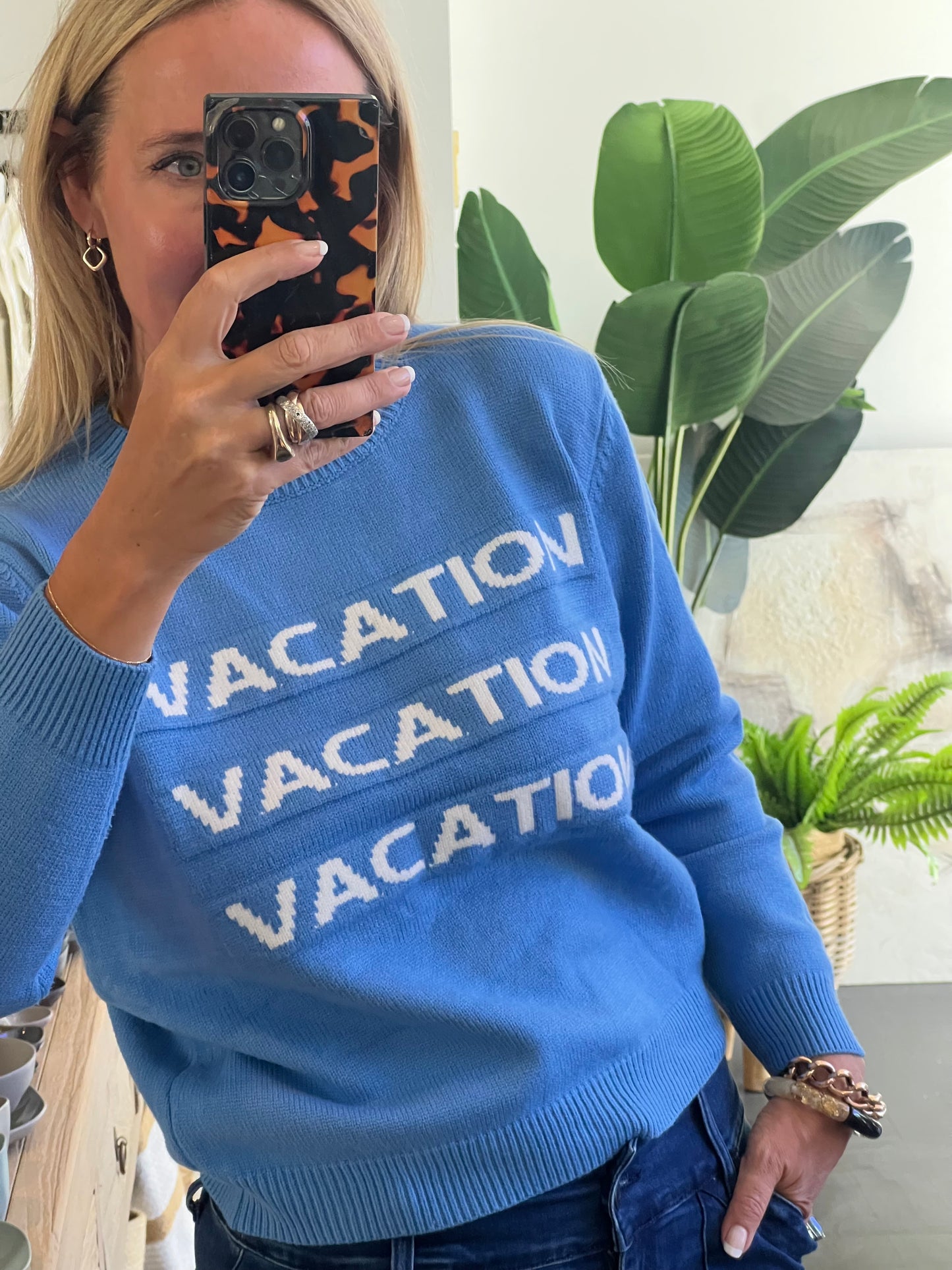 VACATION Knit Sweater Jumper- blue