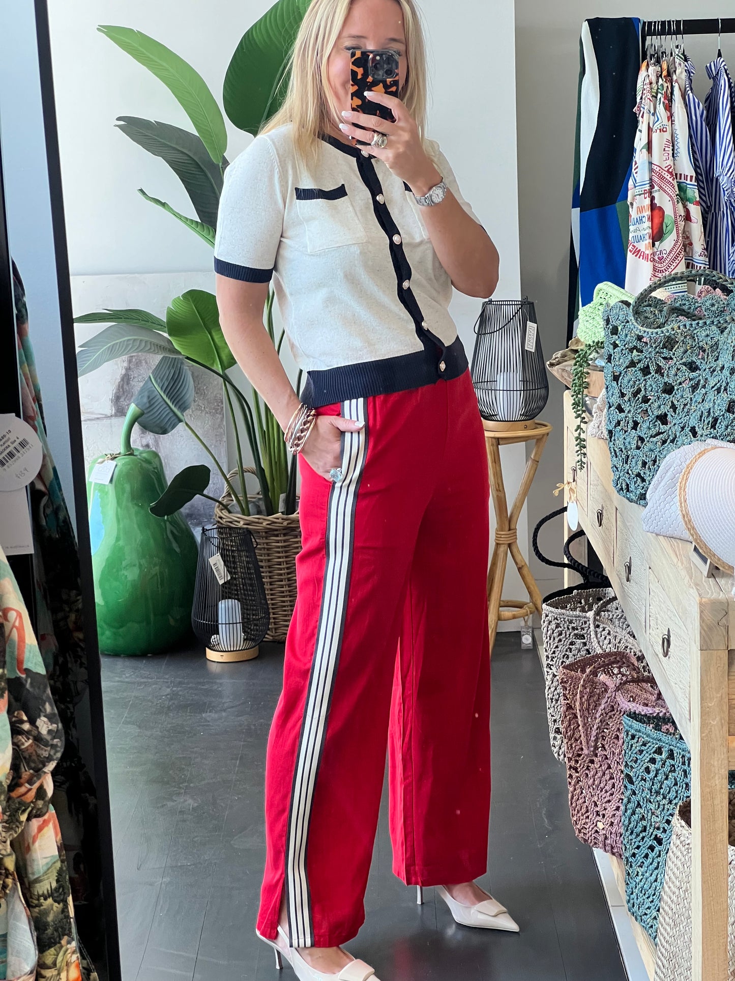 Stripe Lounge Pants- red