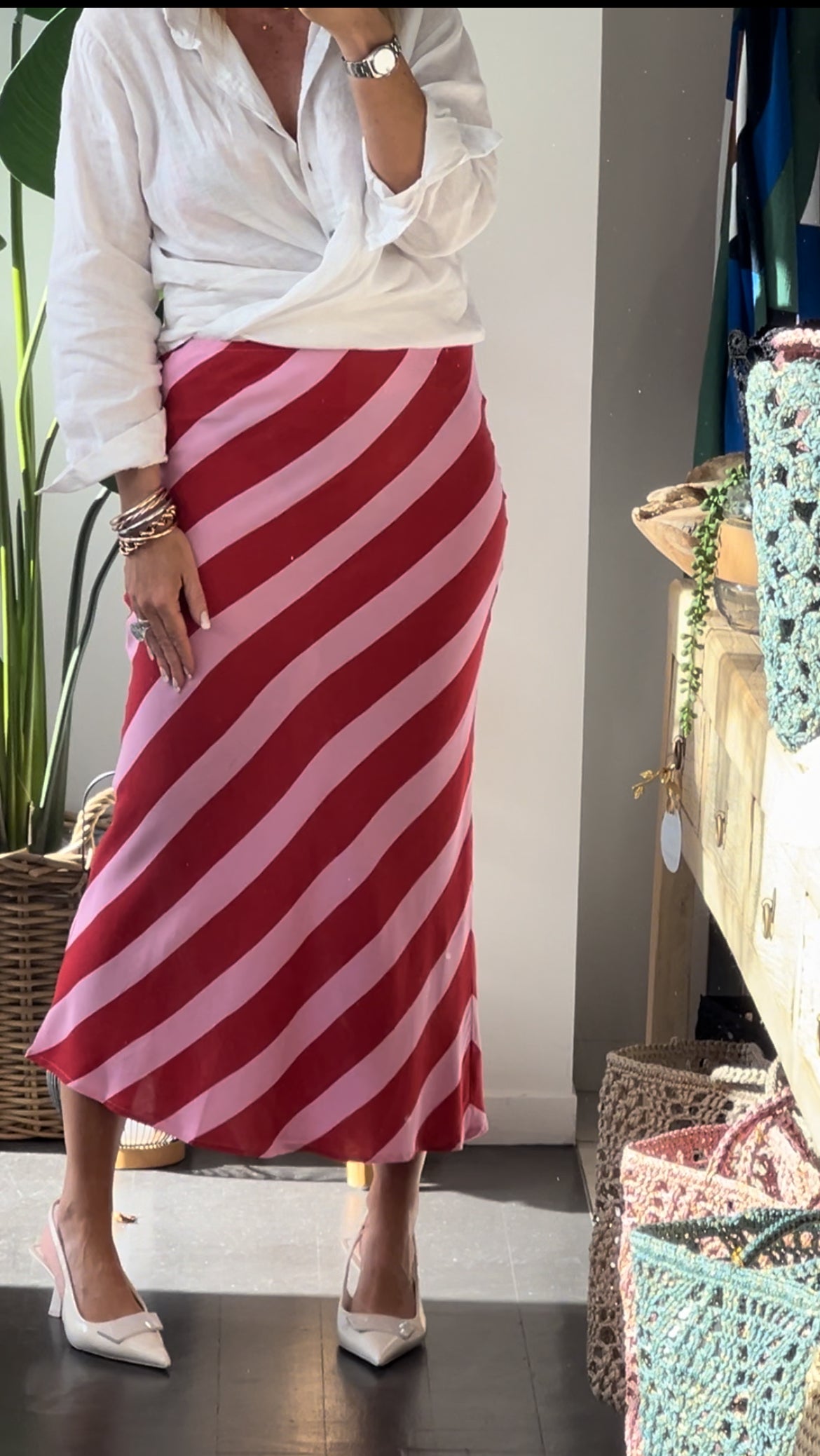 Stripe Skirt - pink red