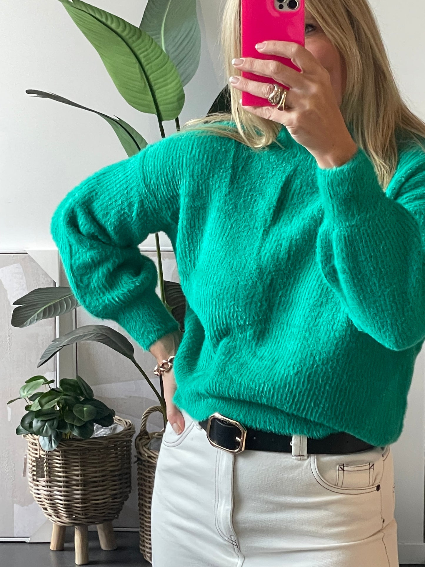 Fluffy Jumper - mohair knit green