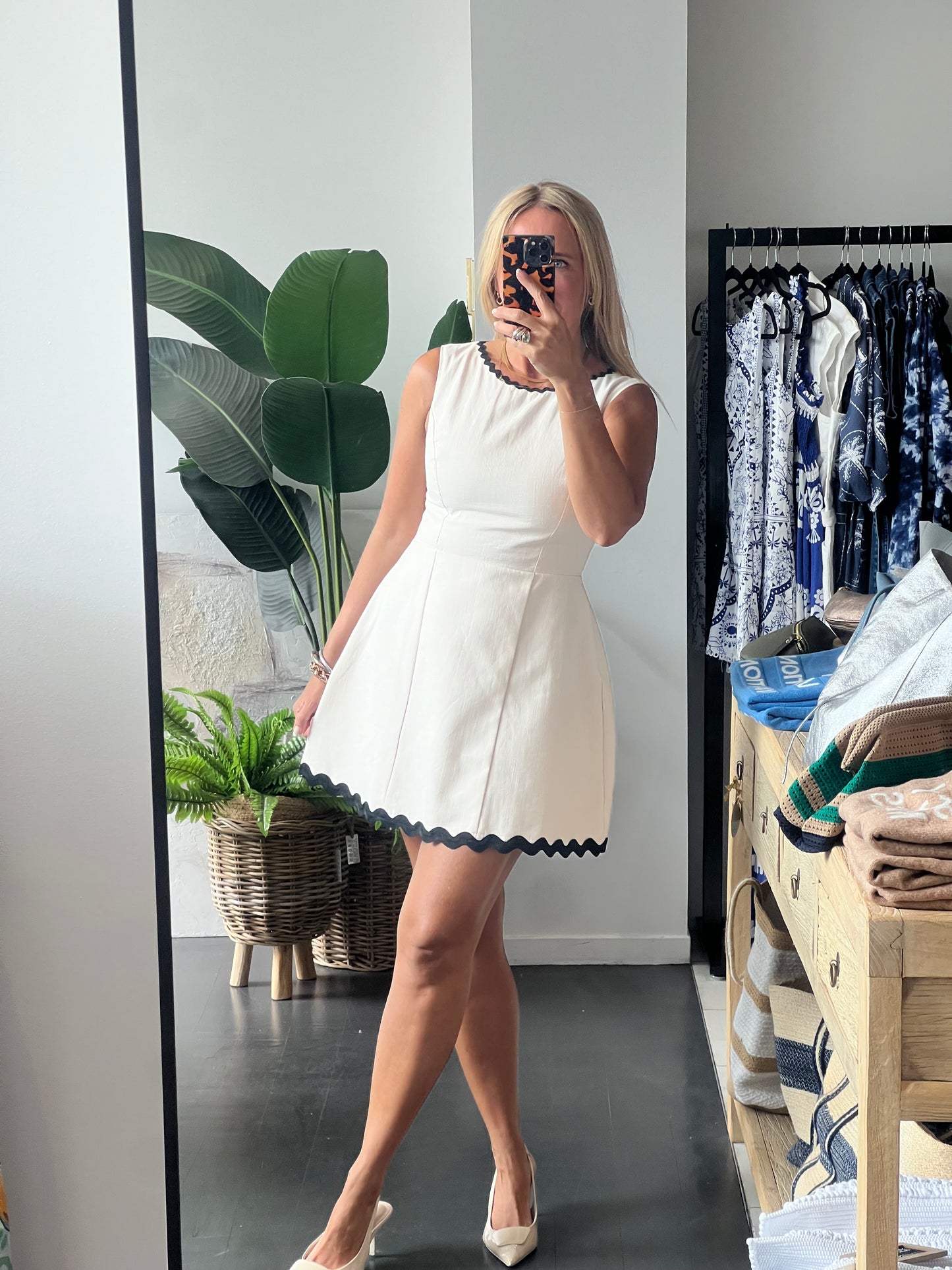 Ric Rac Mini Dress- white