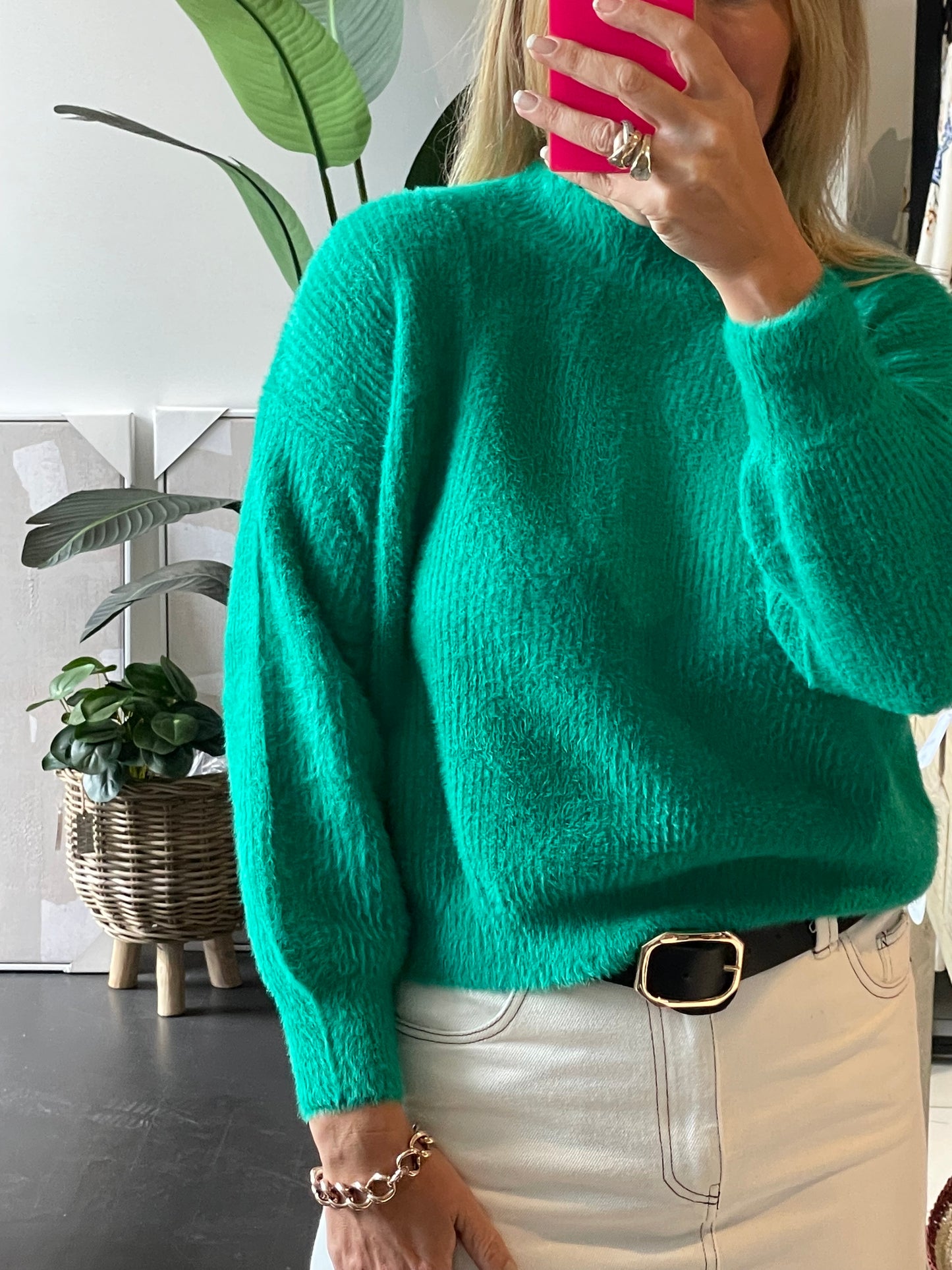 Fluffy Jumper - mohair knit green