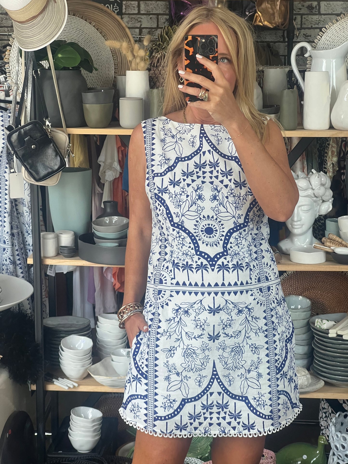 Porcelain Mini Shift Dress