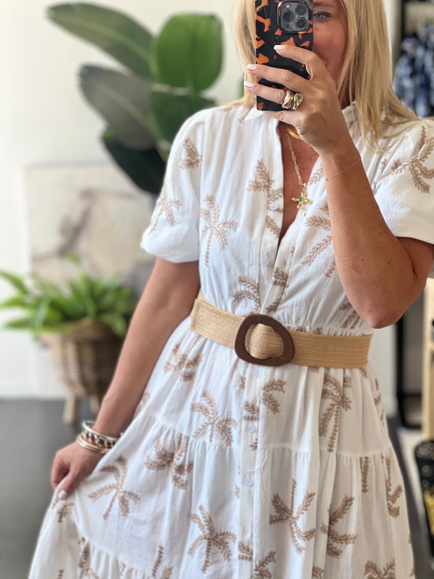 Palm Cove Embroidered Shirt Dress