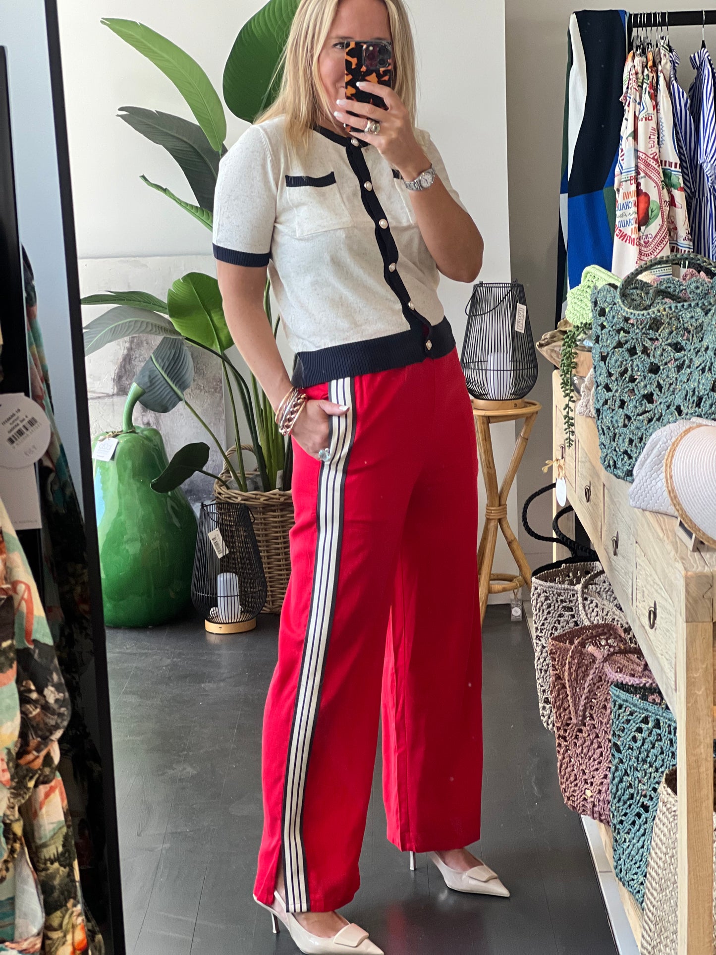 Stripe Lounge Pants- red