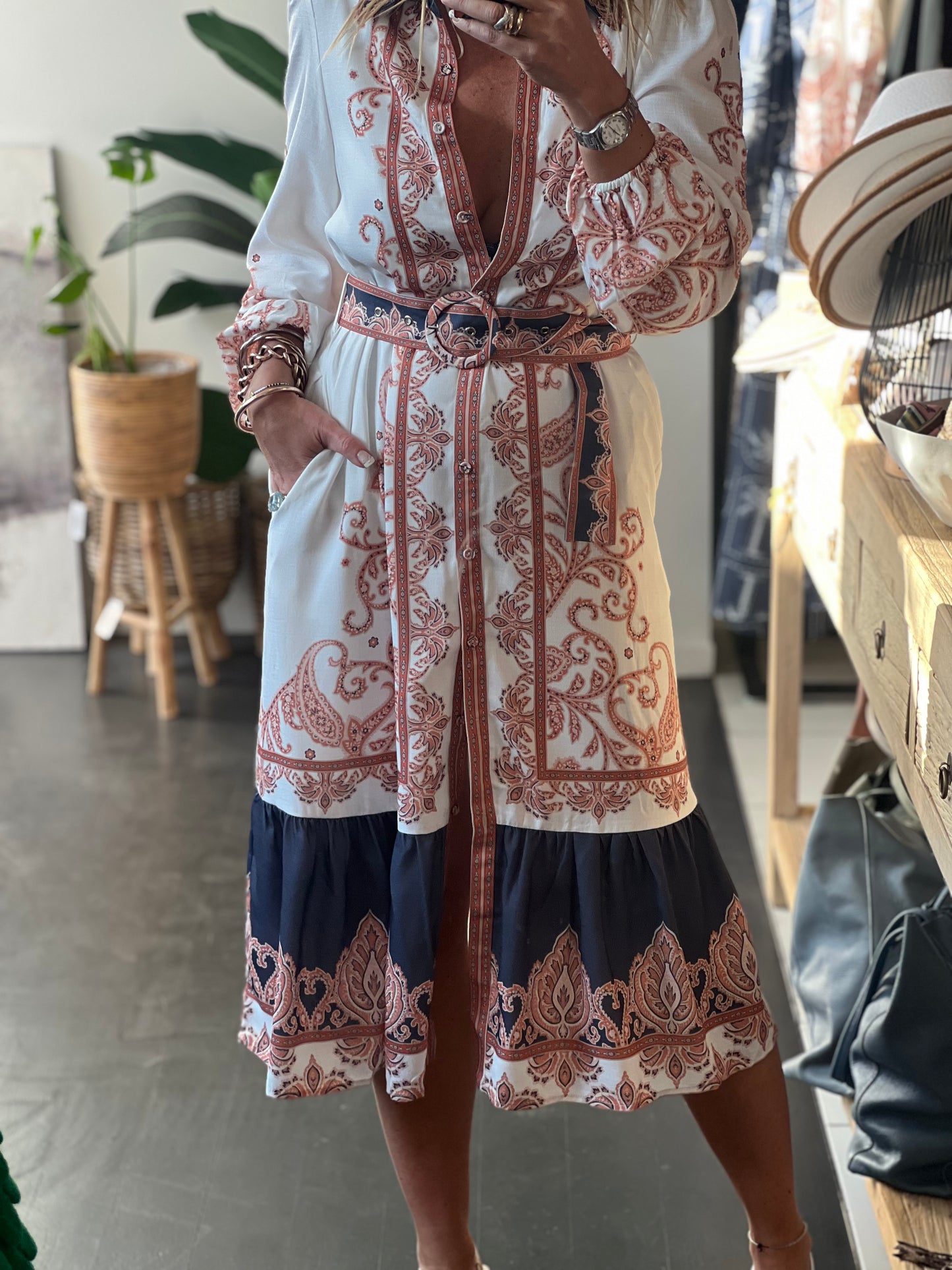 Tribal Midi Shirt Dress