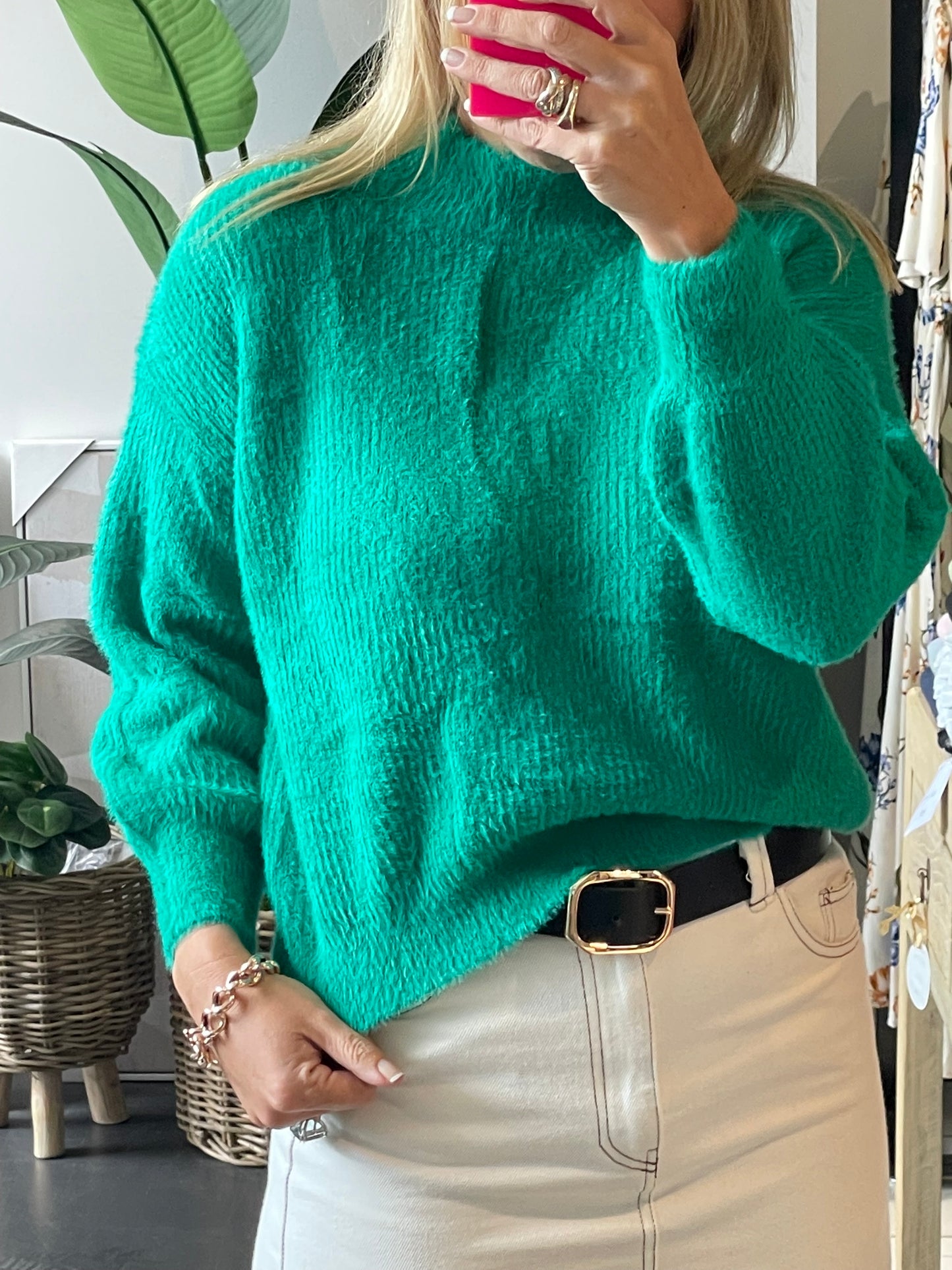 Fluffy Jumper - mohair knit green