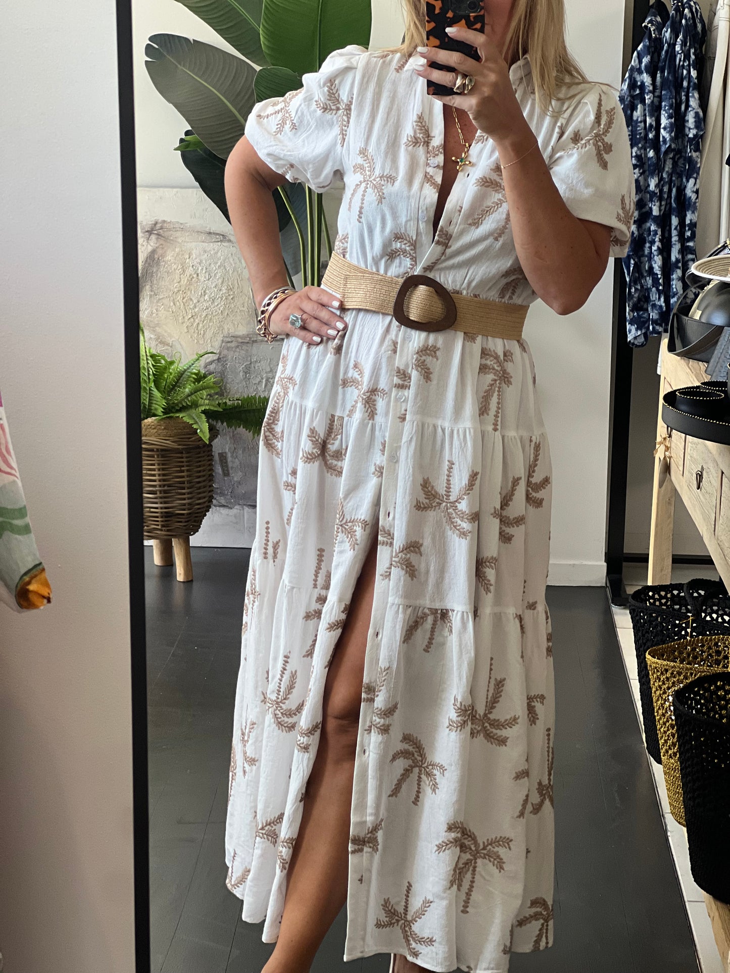 Palm Cove Embroidered Shirt Dress