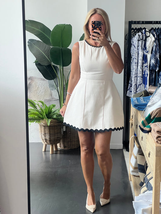 Ric Rac Mini Dress- white