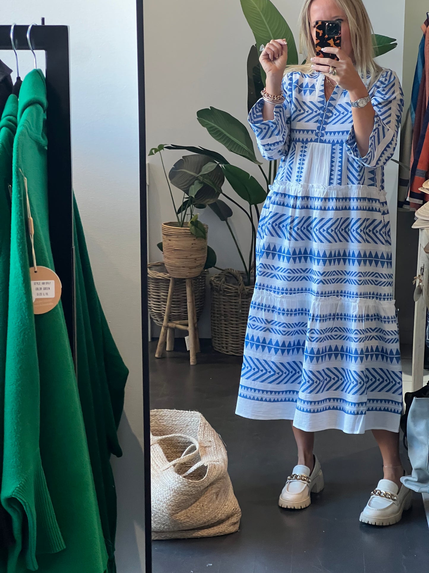 Copenhagen Mediterranean Midi Dress- blue