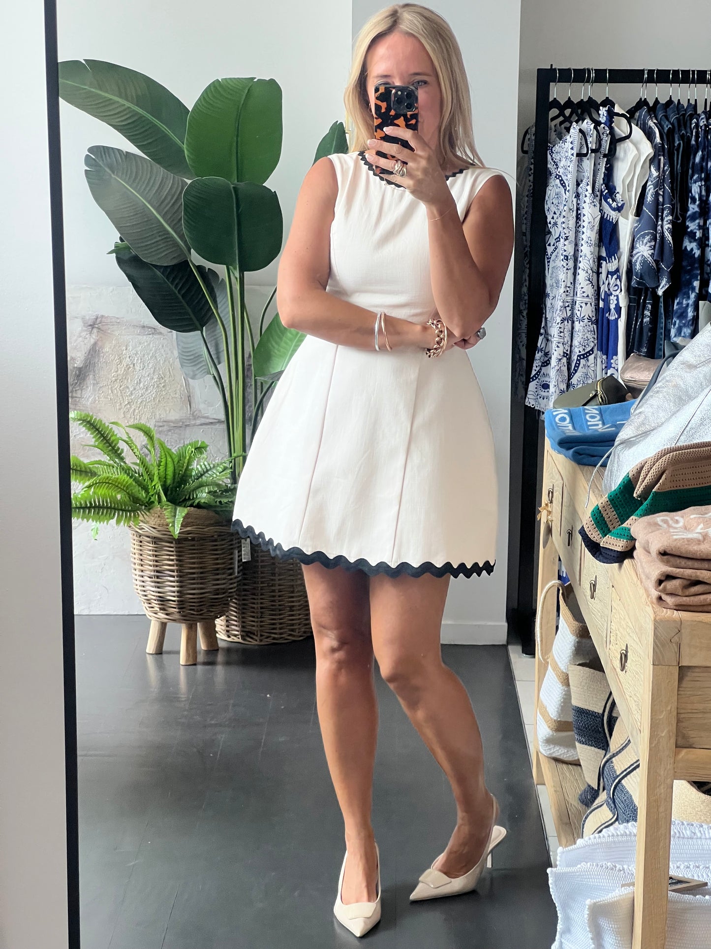 Ric Rac Mini Dress- white