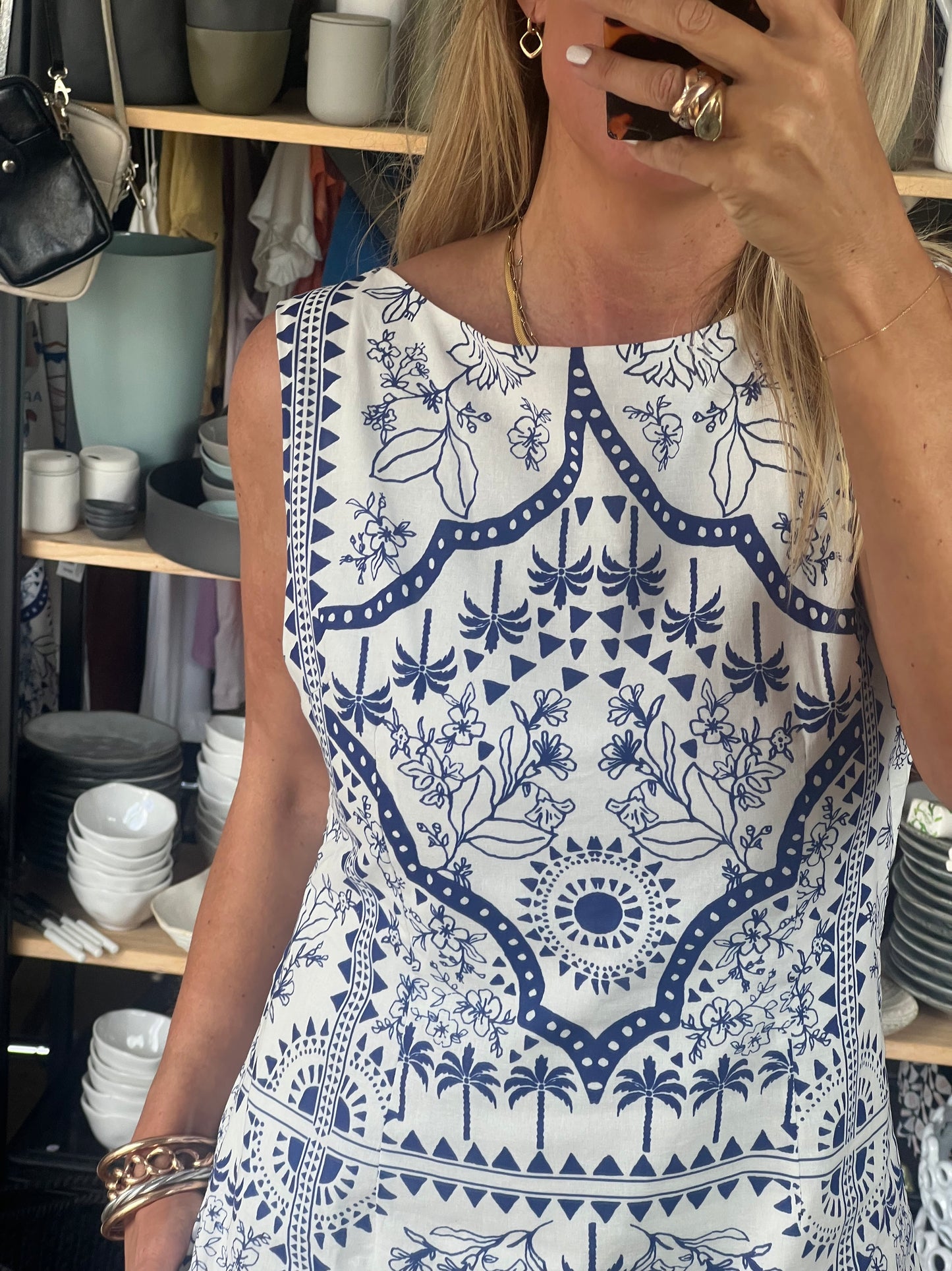 Porcelain Mini Shift Dress