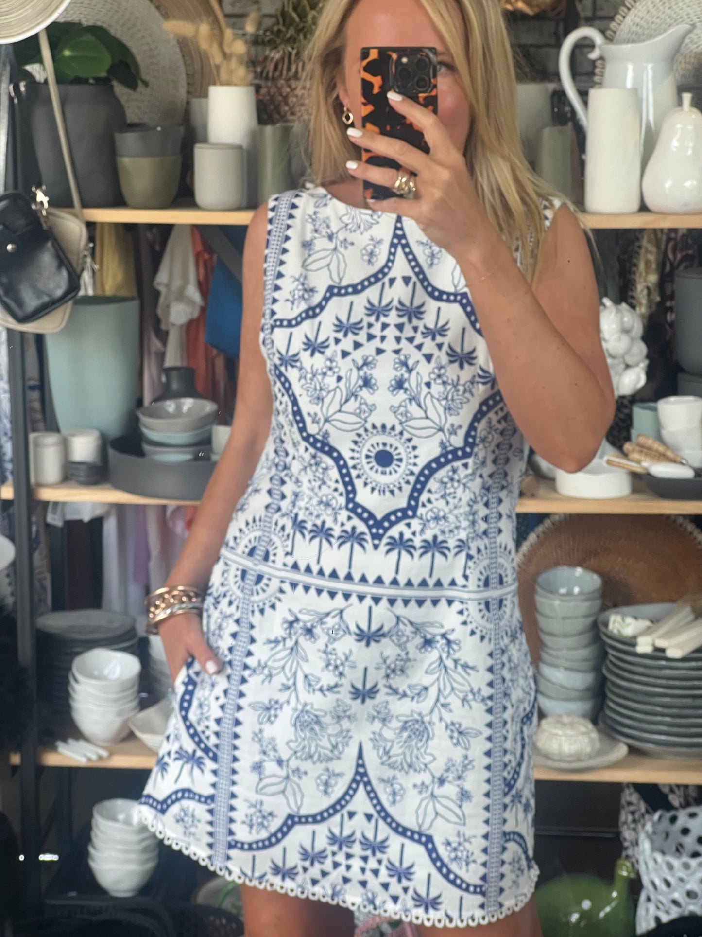 Porcelain Mini Shift Dress