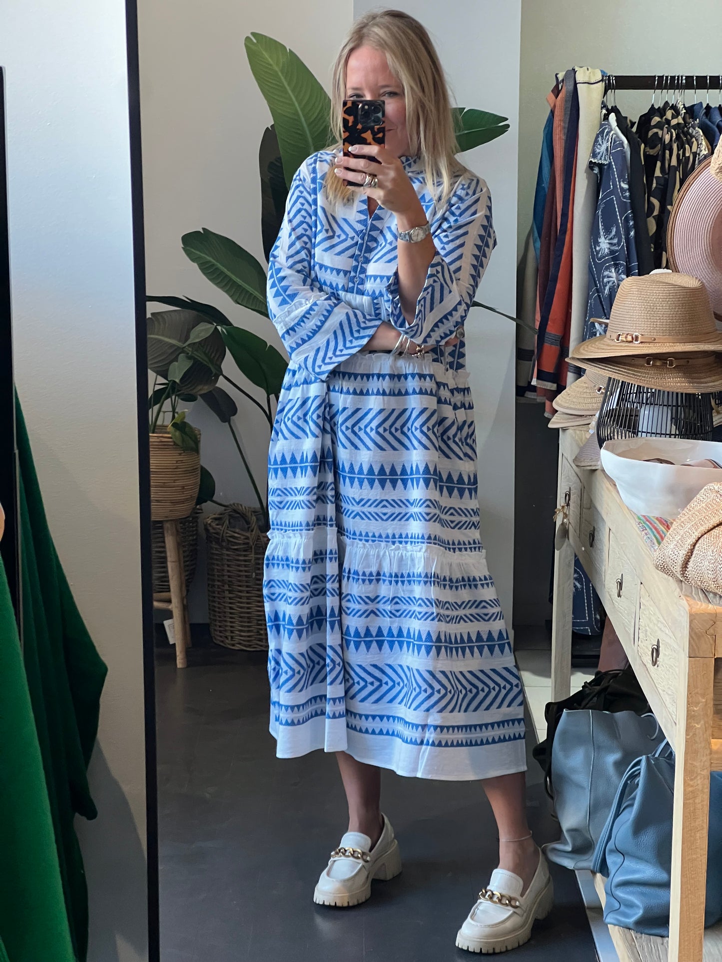 Copenhagen Mediterranean Midi Dress- blue