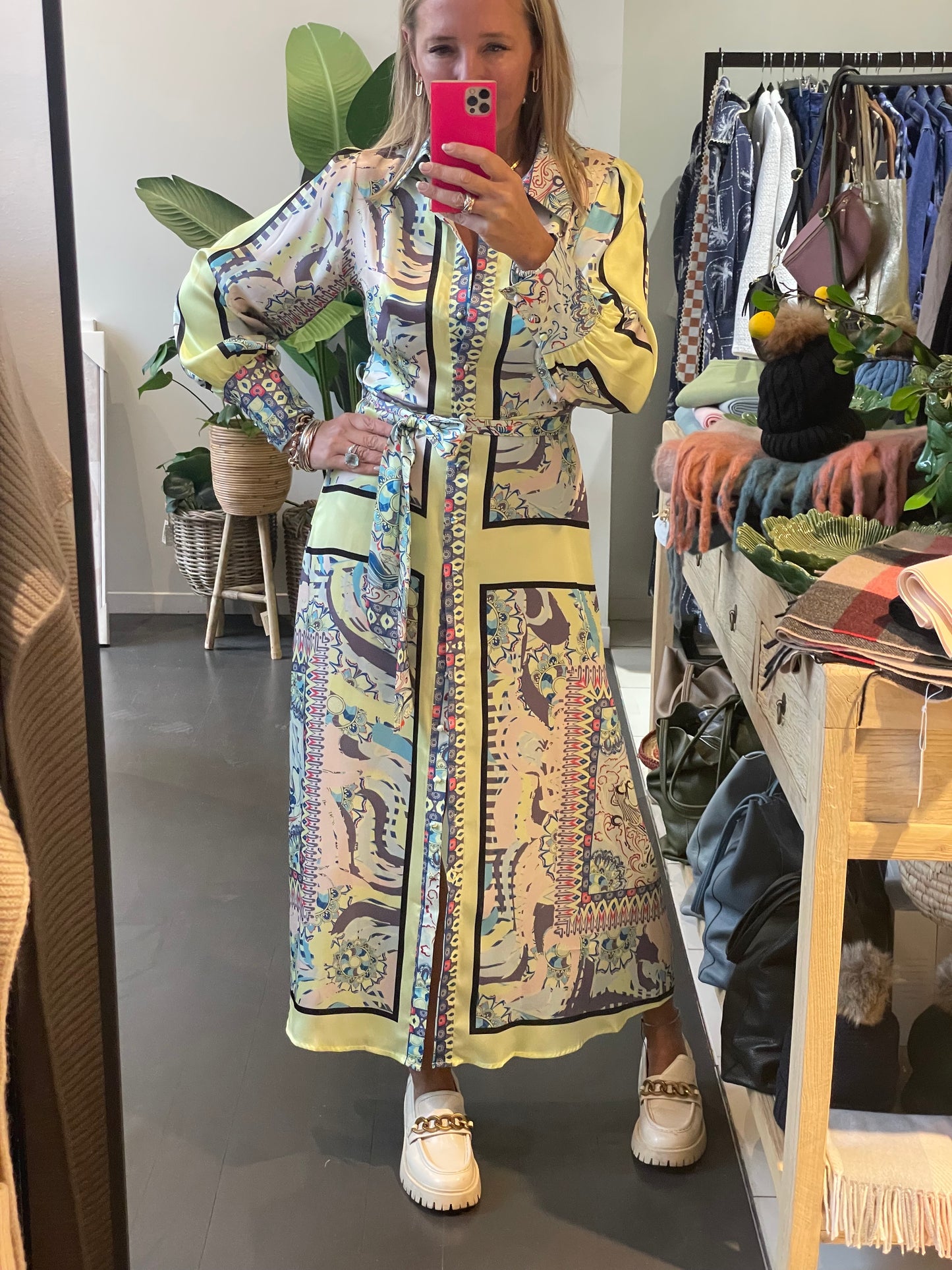 Carnivalé Shirt Dress Long Sleeve- lime