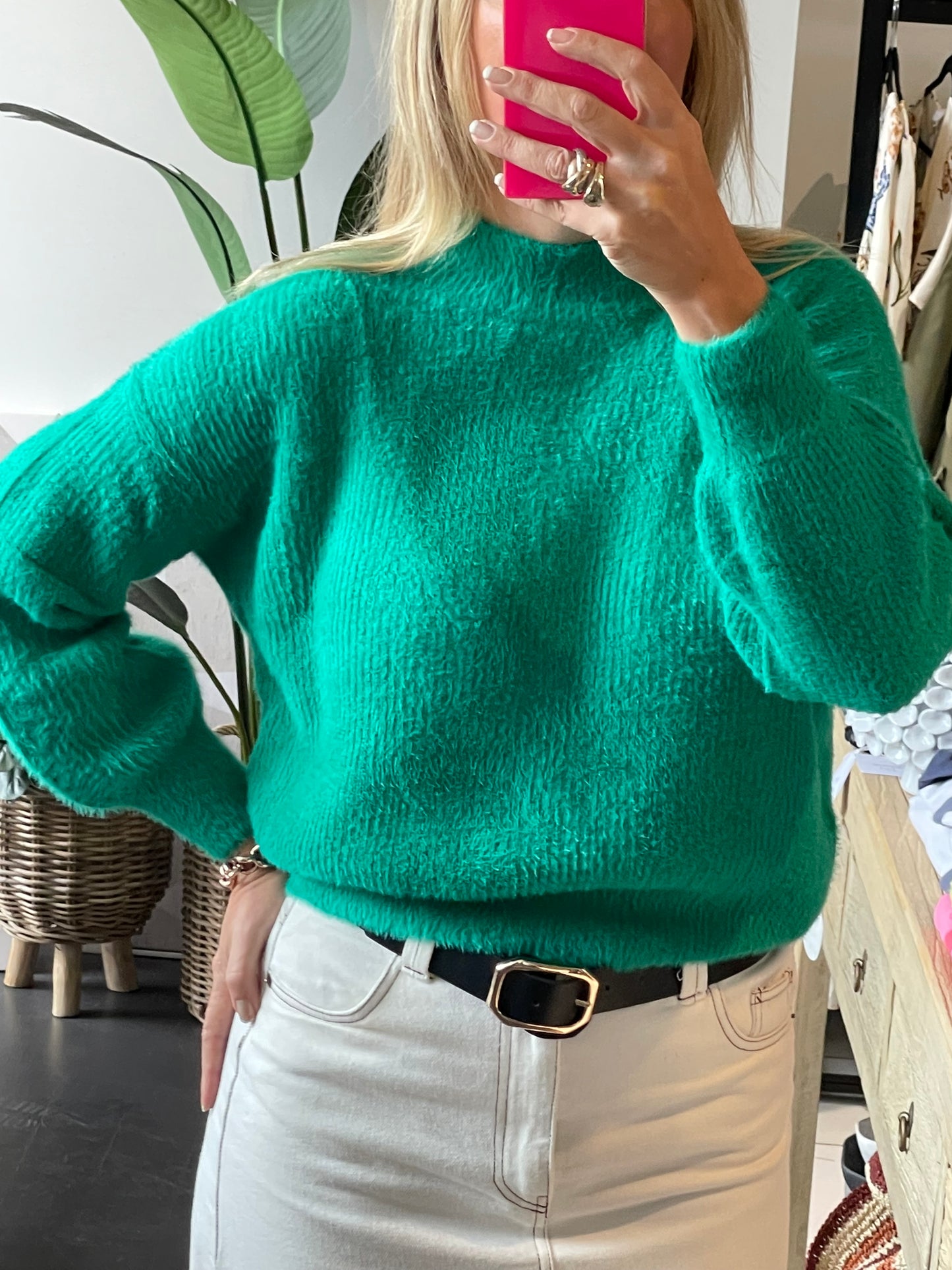 Fluffy Jumper - mohair knit green