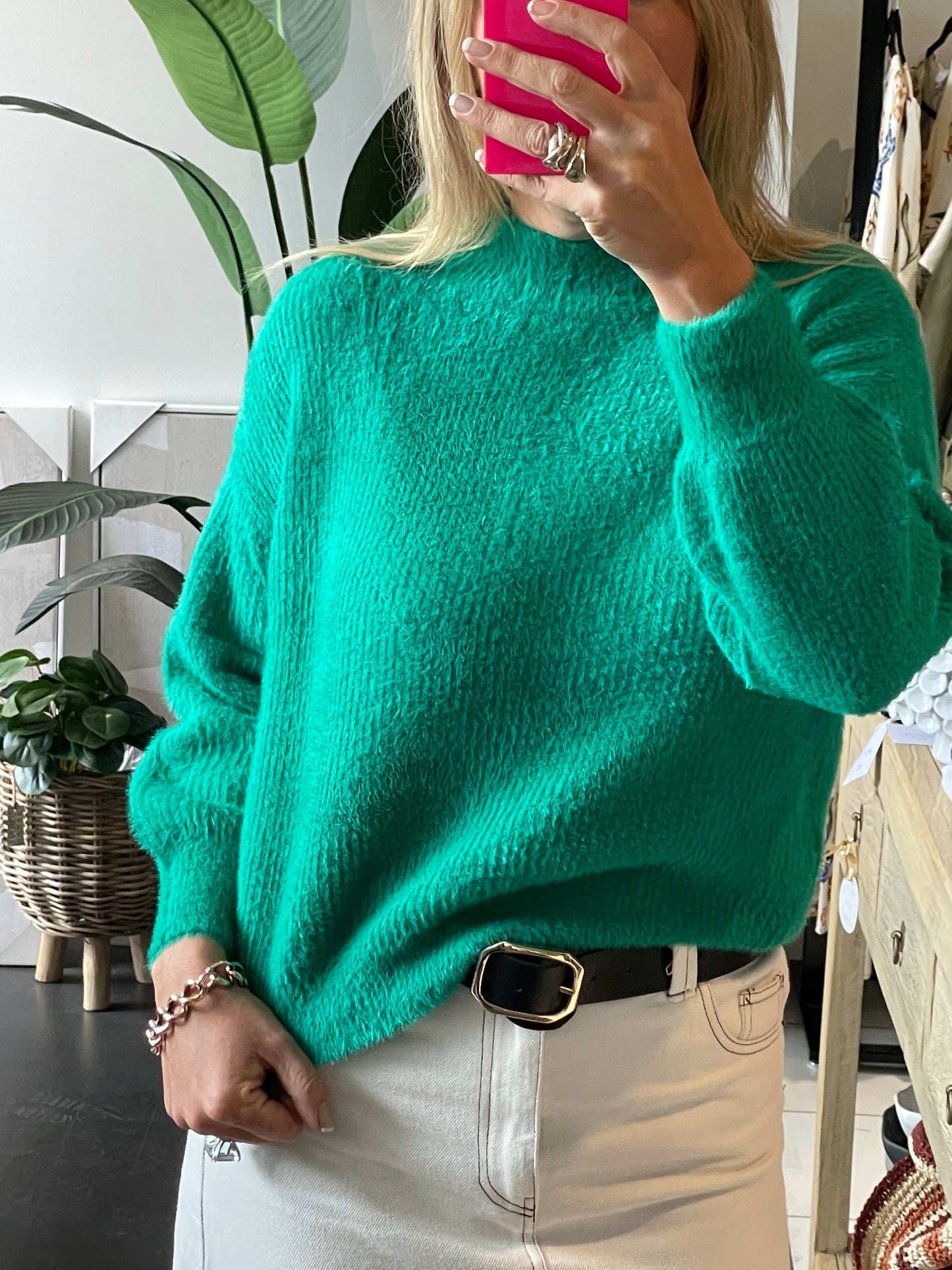 Fluffy Jumper - mohair knit green