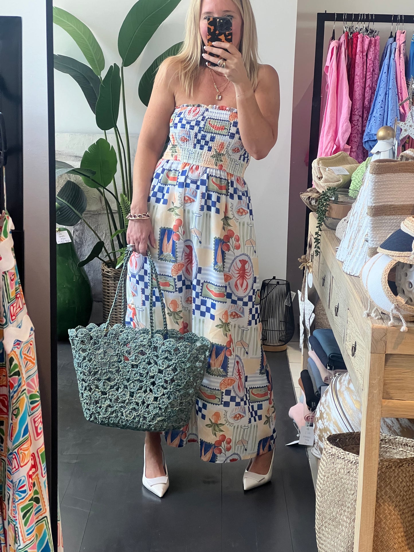 Mediterranean Strapless Maxi Dress