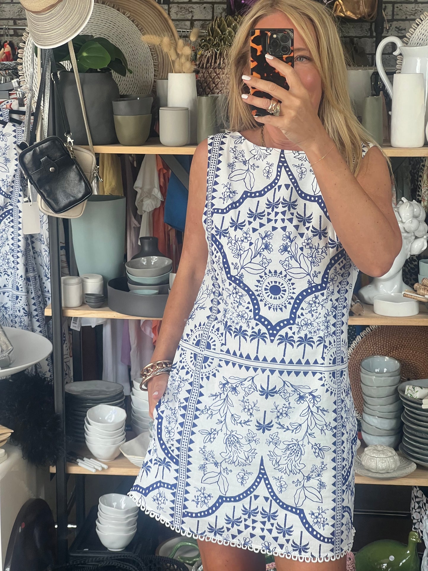 Porcelain Mini Shift Dress