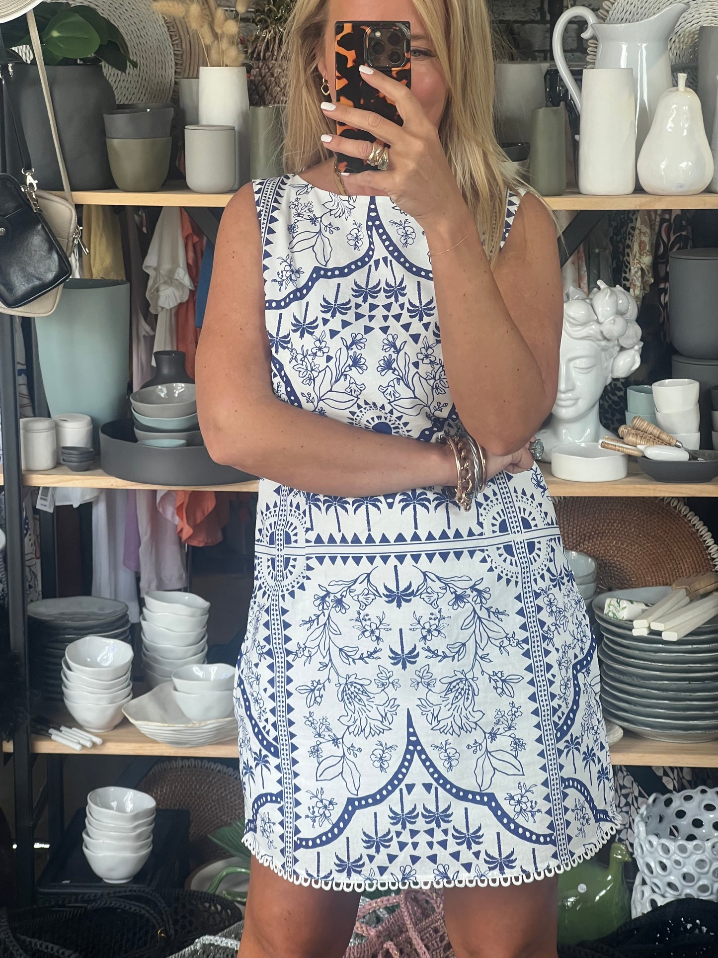 Porcelain Mini Shift Dress