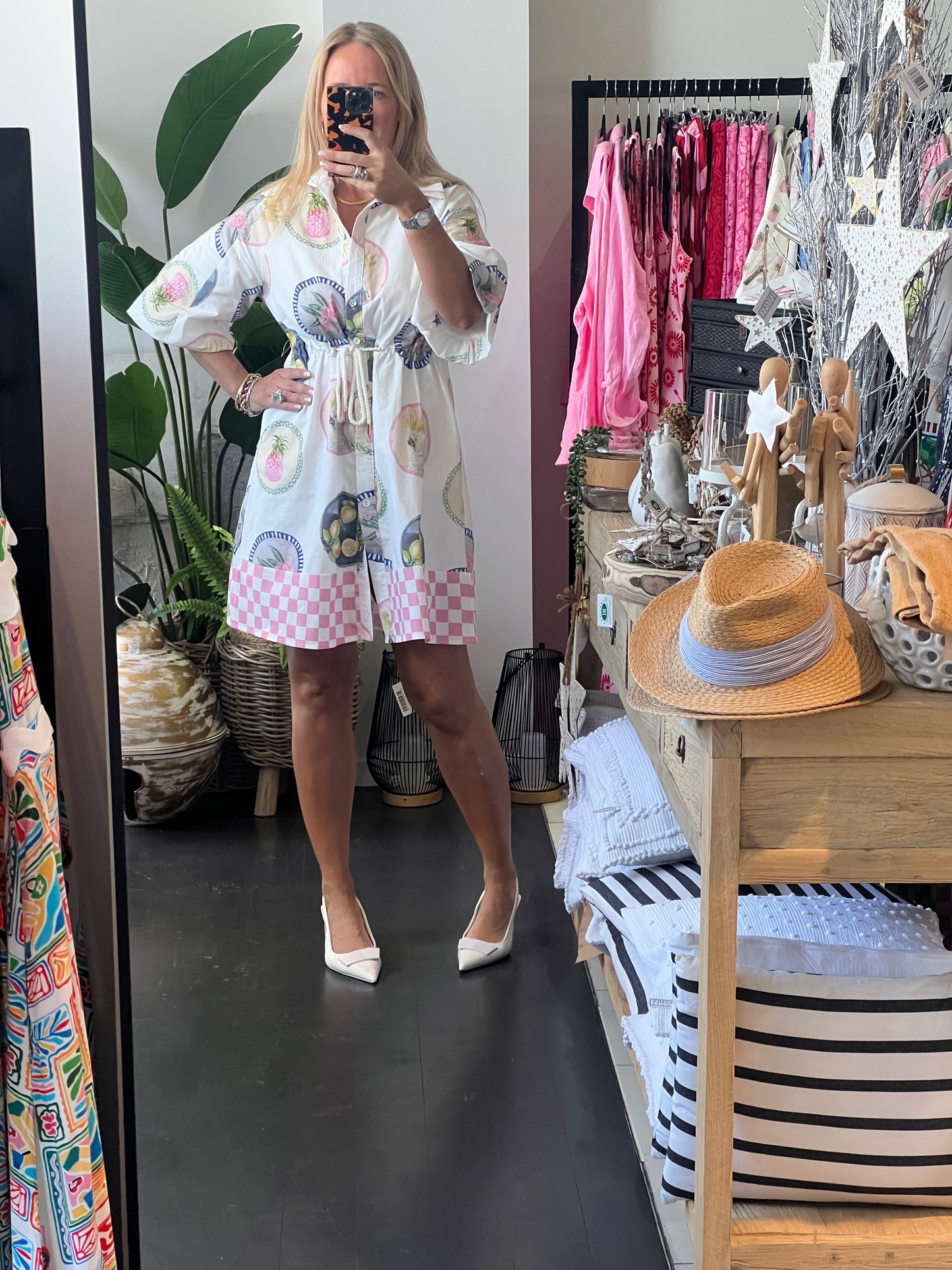 Coco Shirt Dress - pink Down Under print