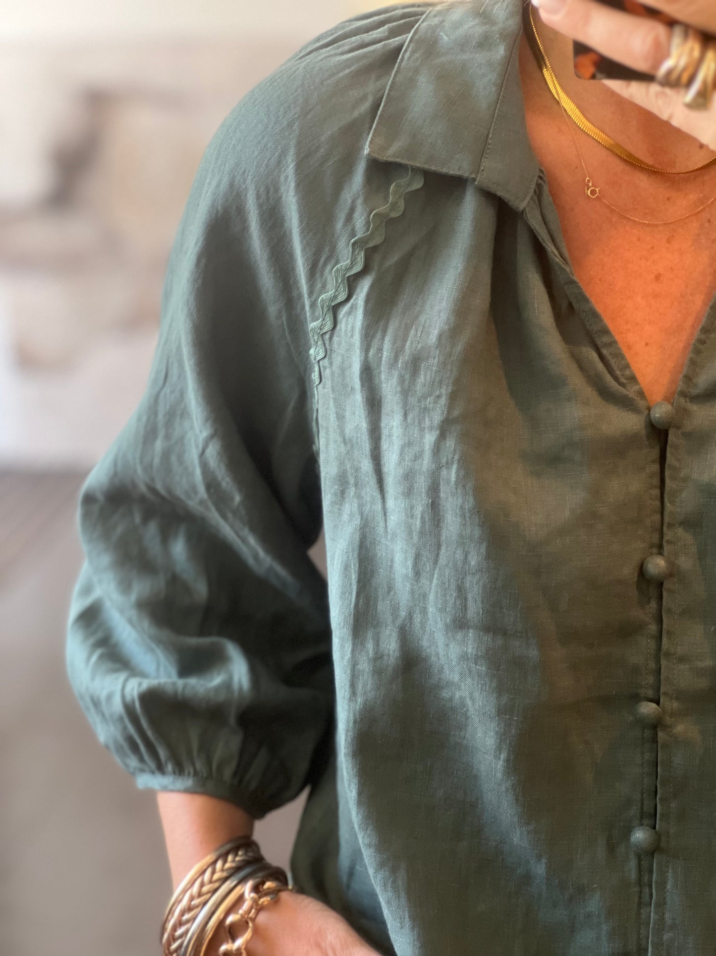 Linen Top Shirt - Teal