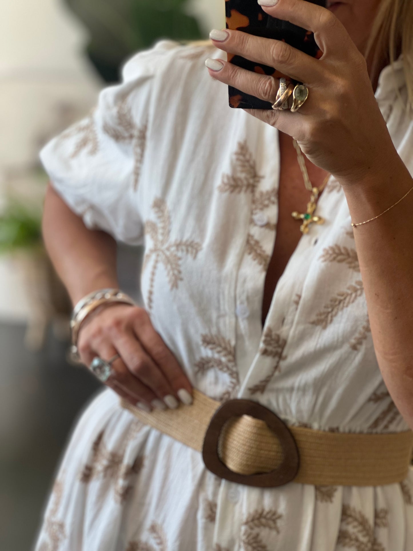 Palm Cove Embroidered Shirt Dress