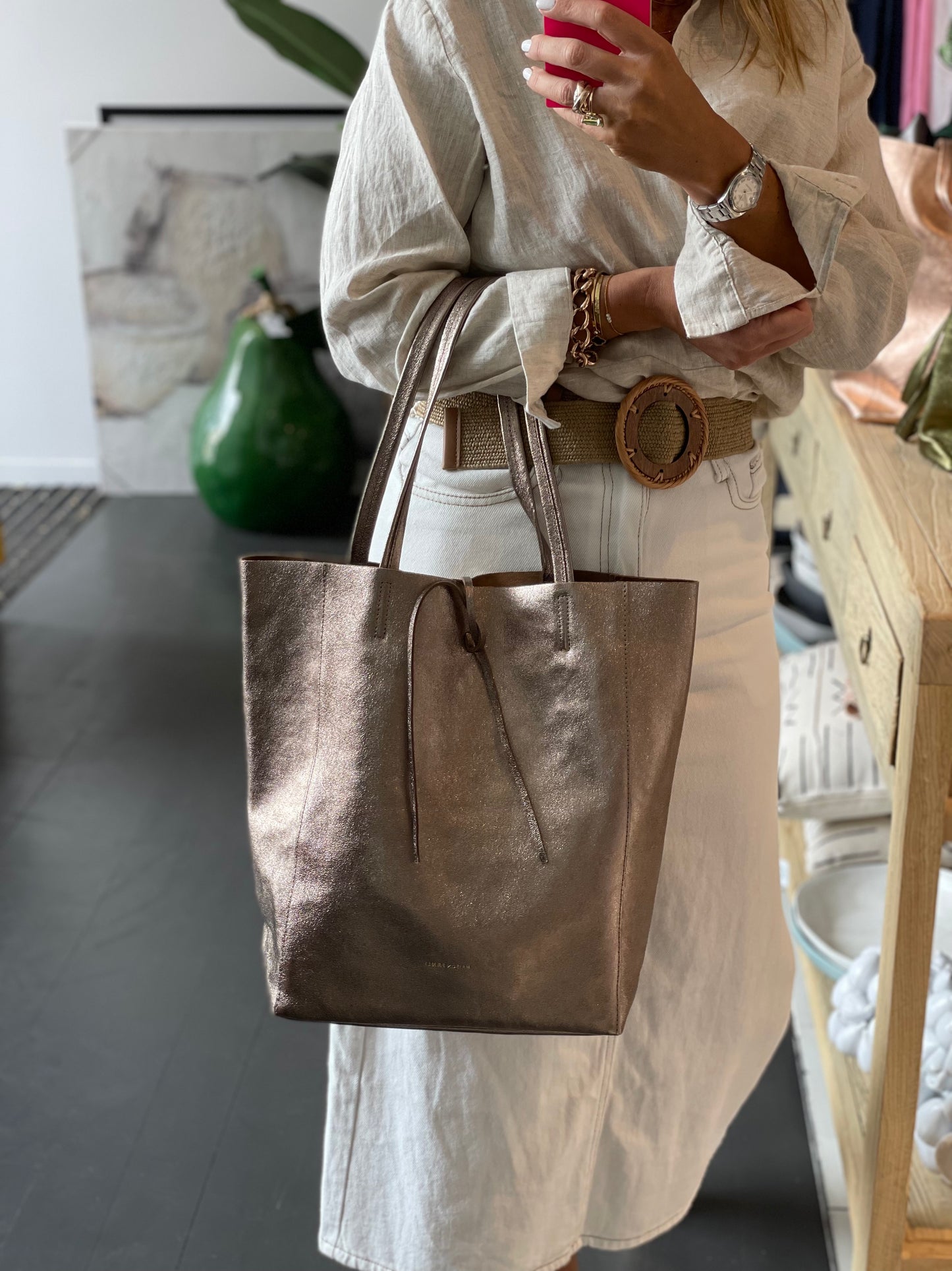 Maison FANLI leather tote bag