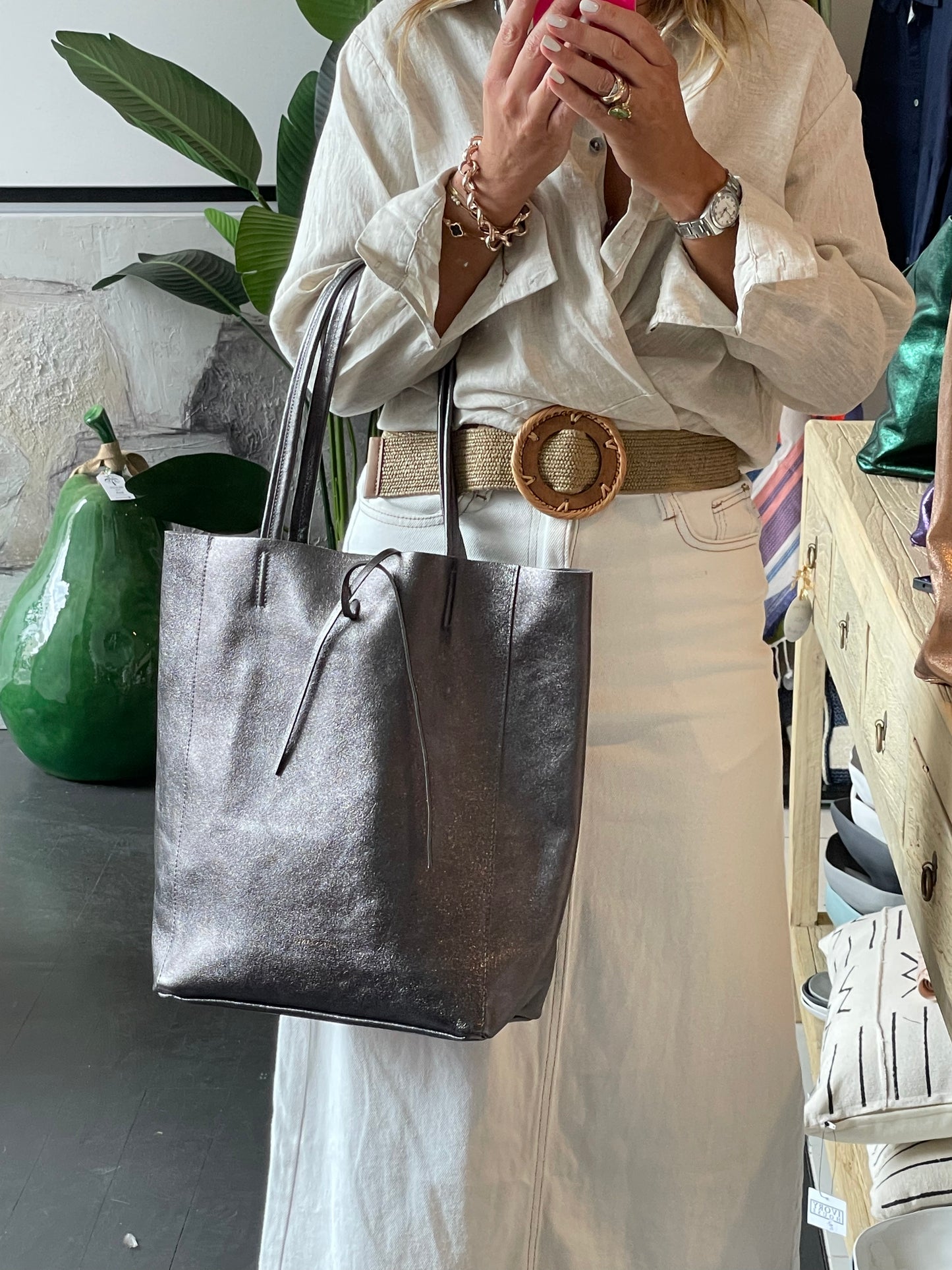 Maison FANLI leather tote bag