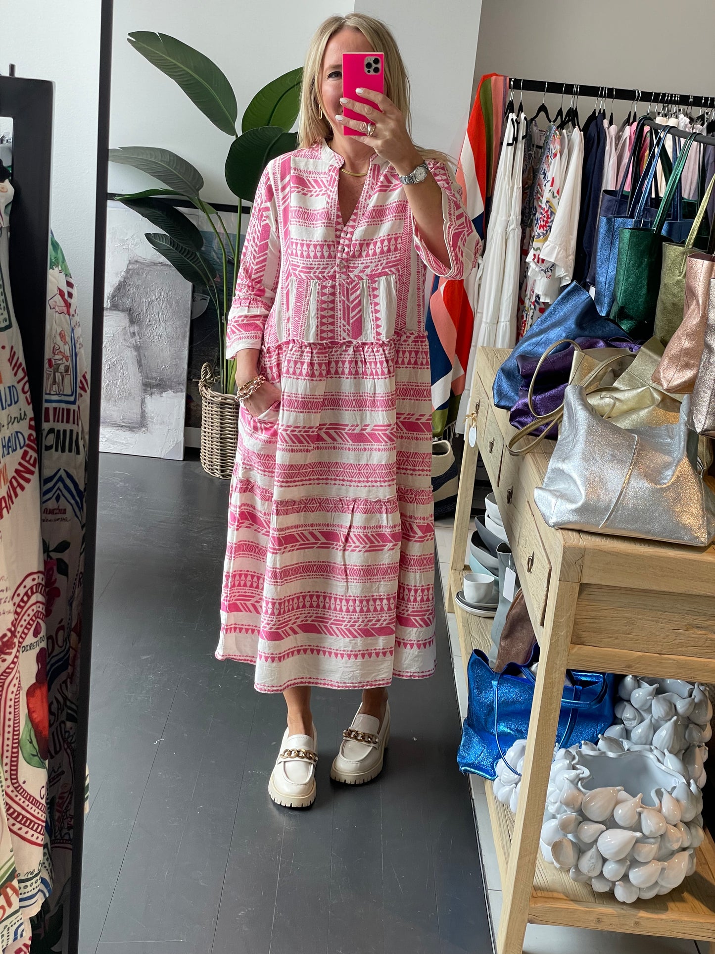 Copenhagen Mediterranean Midi Dress- pink