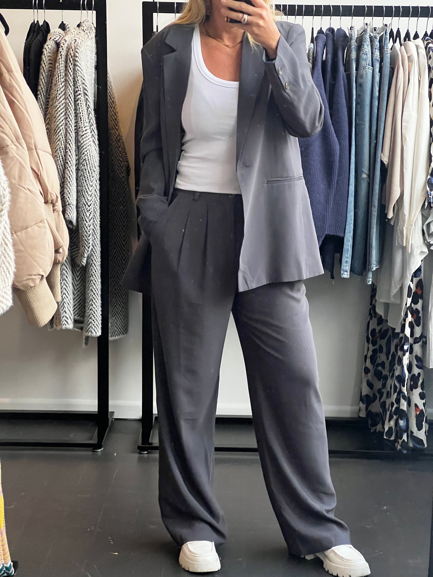 Steel Blue- Soft Suit Blazer jacket and tailored Pants