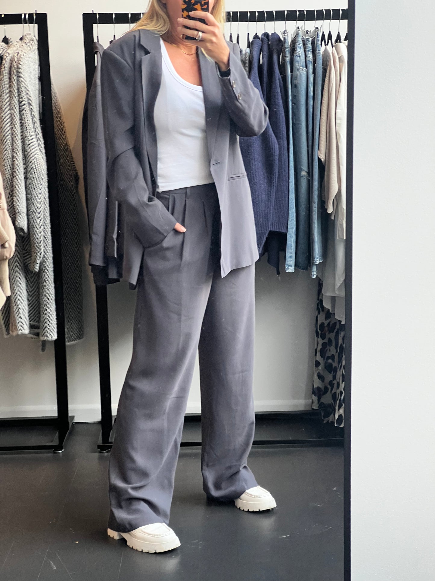 Steel Blue- Soft Suit Blazer jacket and tailored Pants