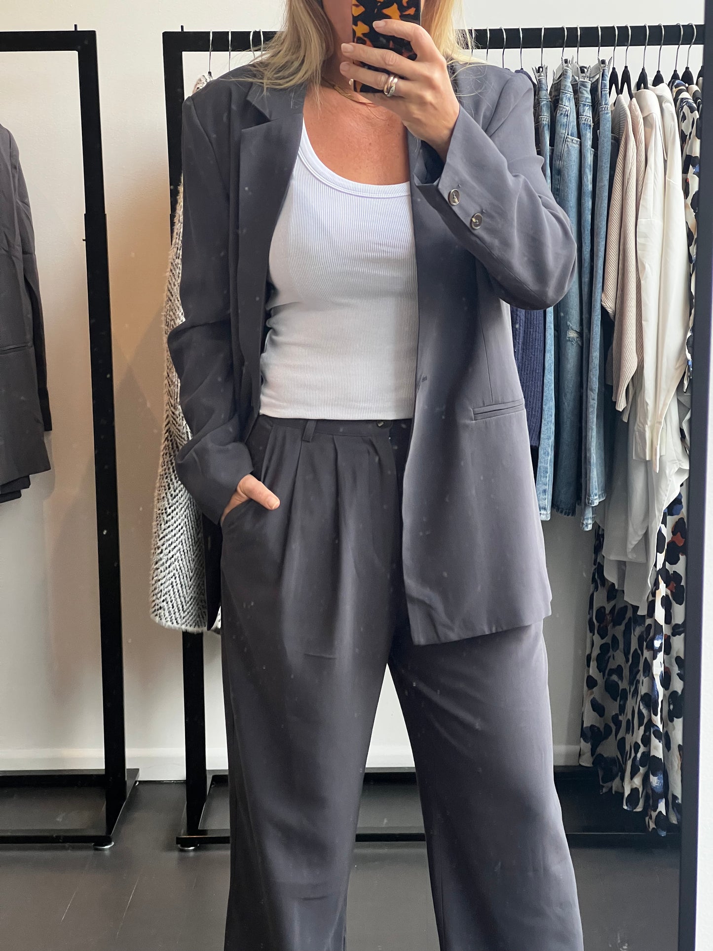 Steel Blue- Soft Suit Blazer jacket and tailored Pants