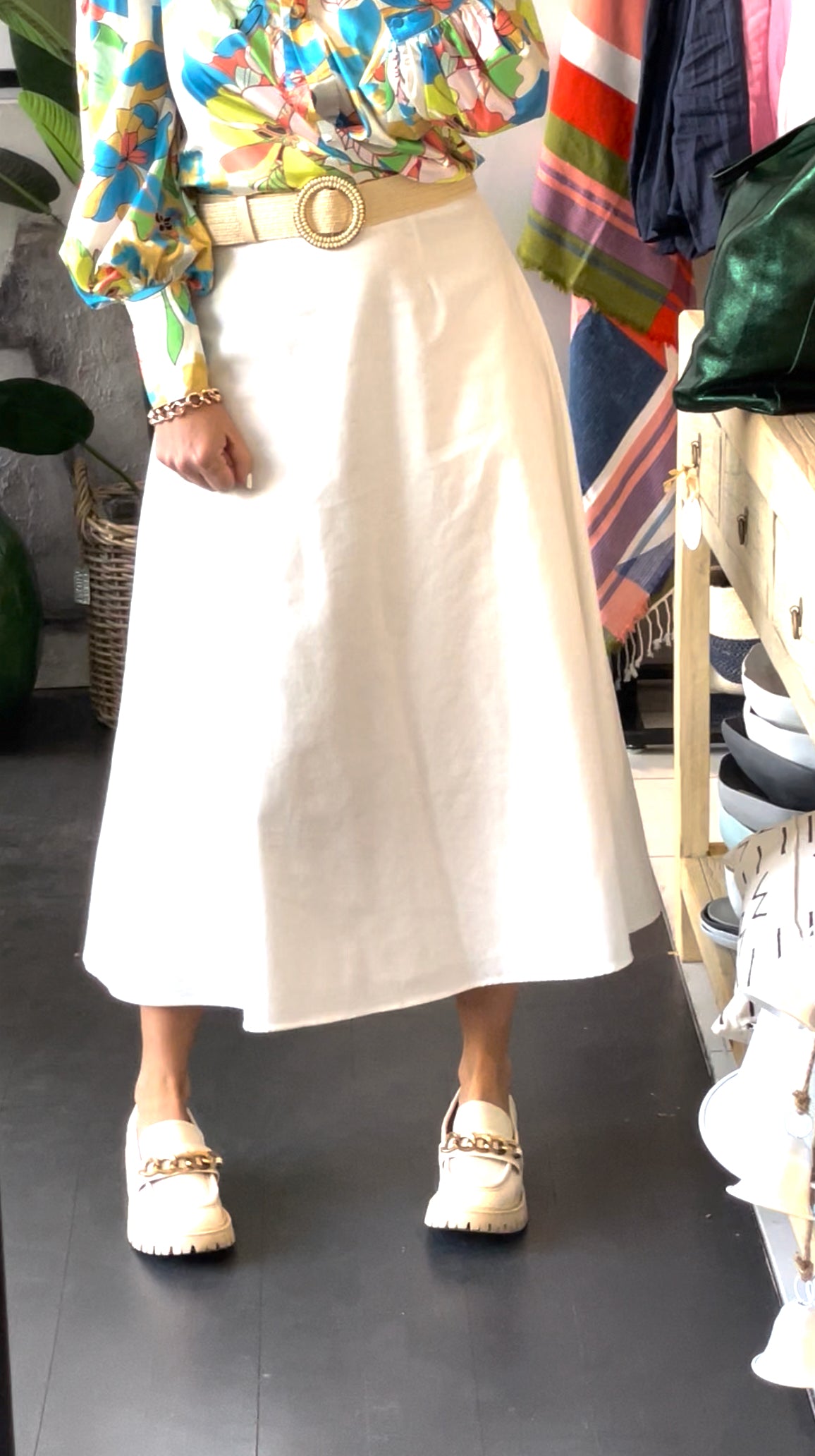 White Maxi Skirt - linen blend