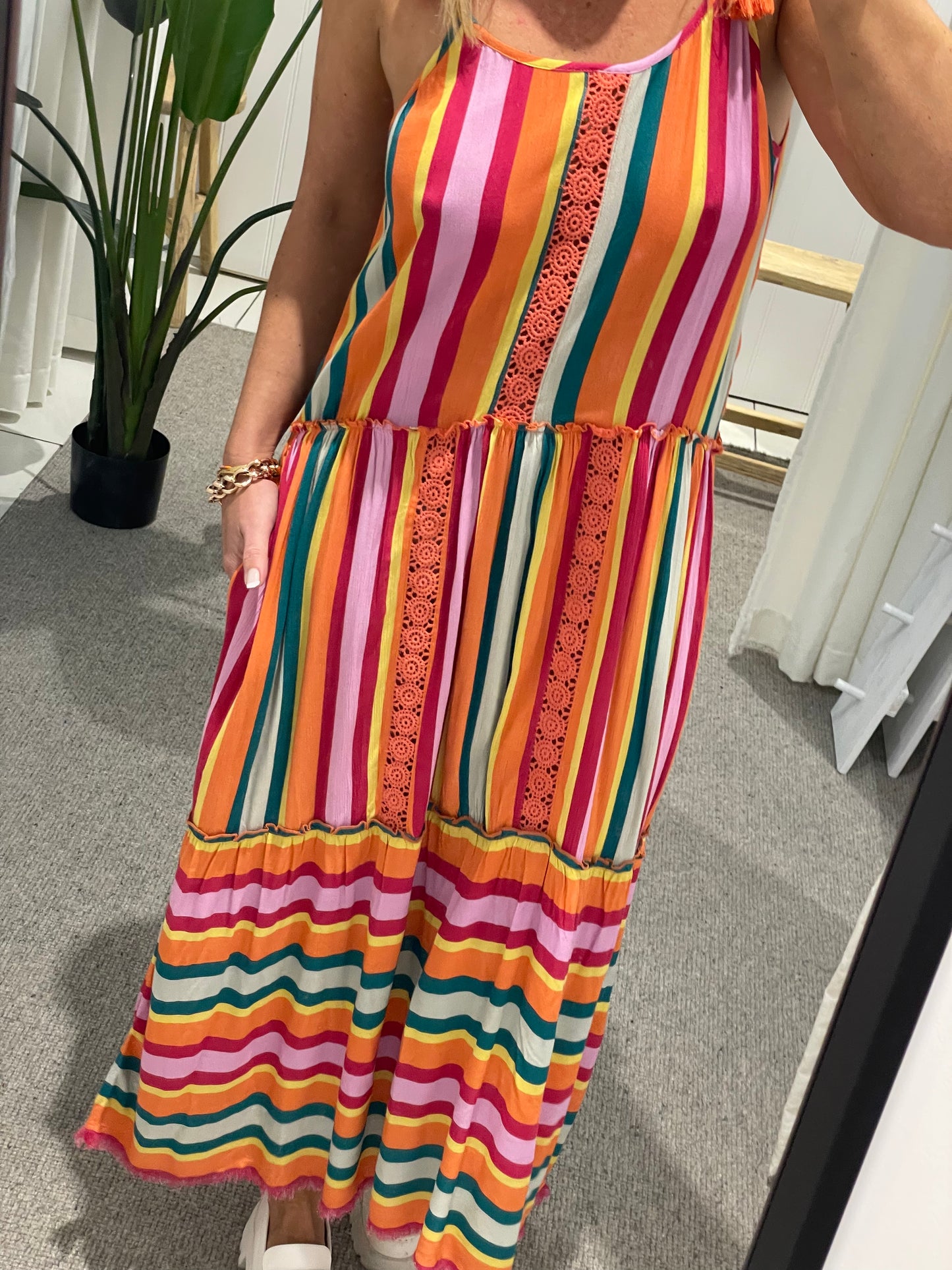 Kaleidoscope Stripe Strappy Dress