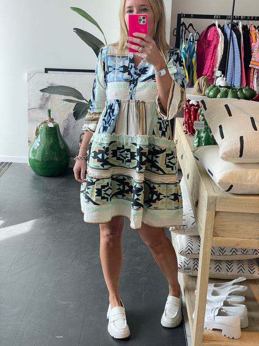 Copenhagen Mediterranean Mini Dress Aztec