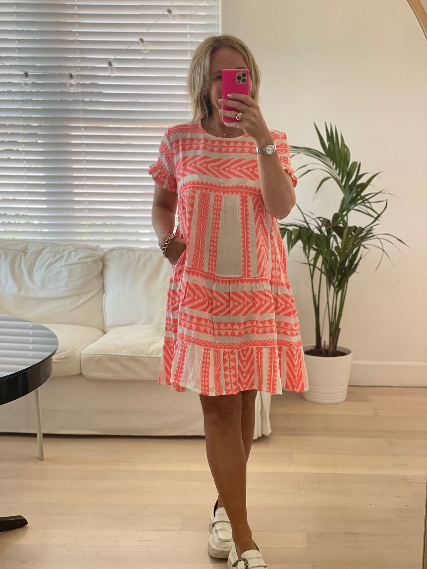 Montego short sleeve mini dress MELON