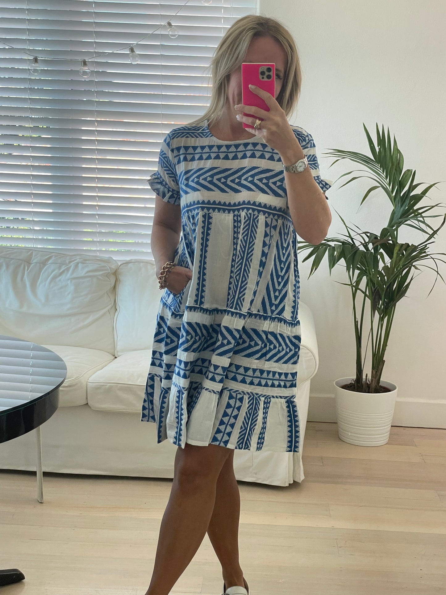 Montego short sleeve mini dress Blue